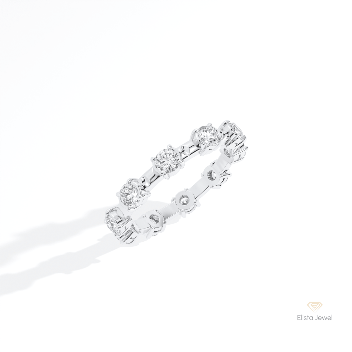 Round Cut Full Eternity Wedding Lab Grown Diamond Band in 10K Yellow Gold - Side View