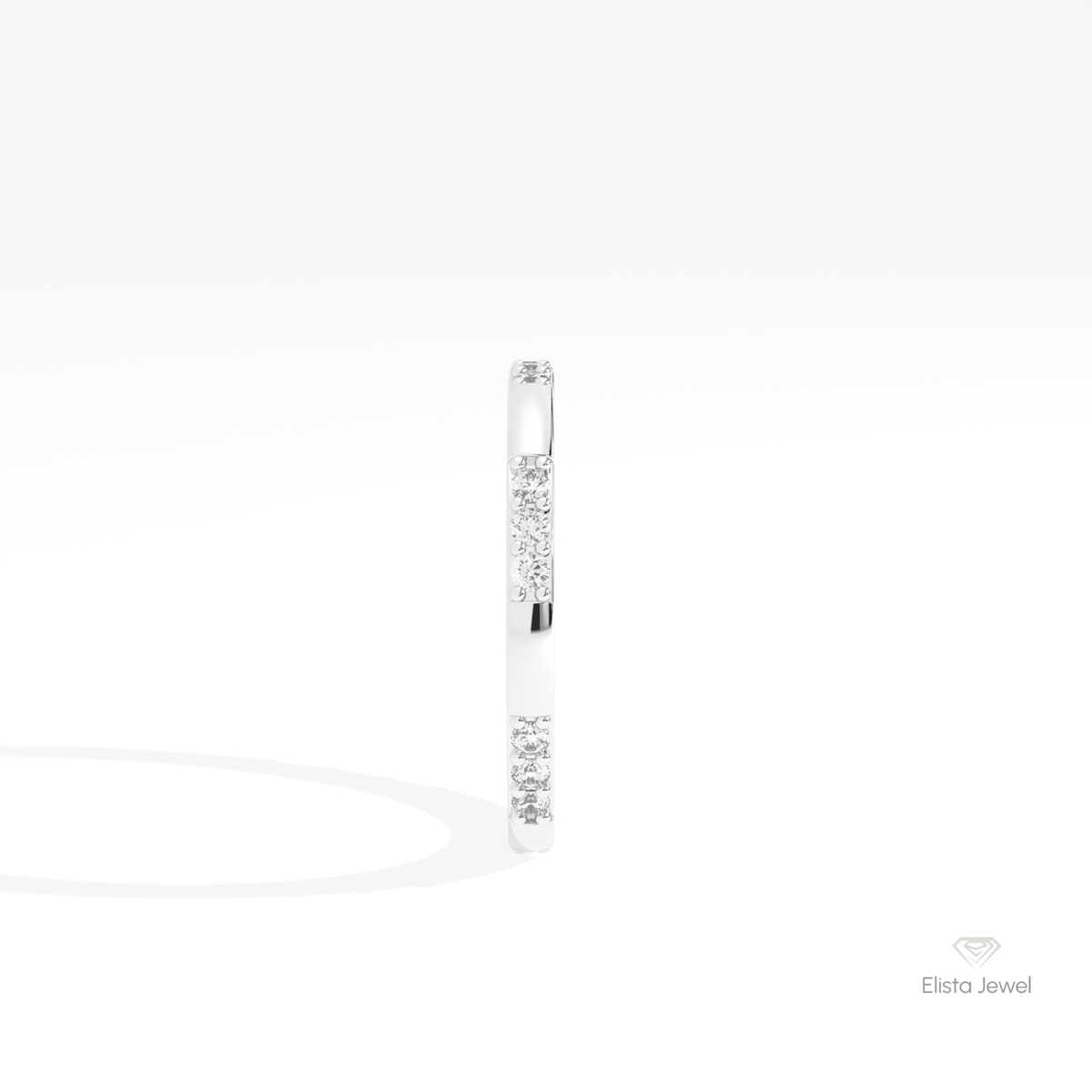 Round Cut Full Eternity Wedding Lab Grown Diamond Band in 14K White Gold - Top View