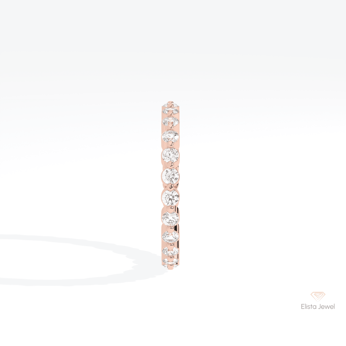 Round Cut Full Eternity Wedding Lab Grown Diamond Band in 14K White Gold - Top View