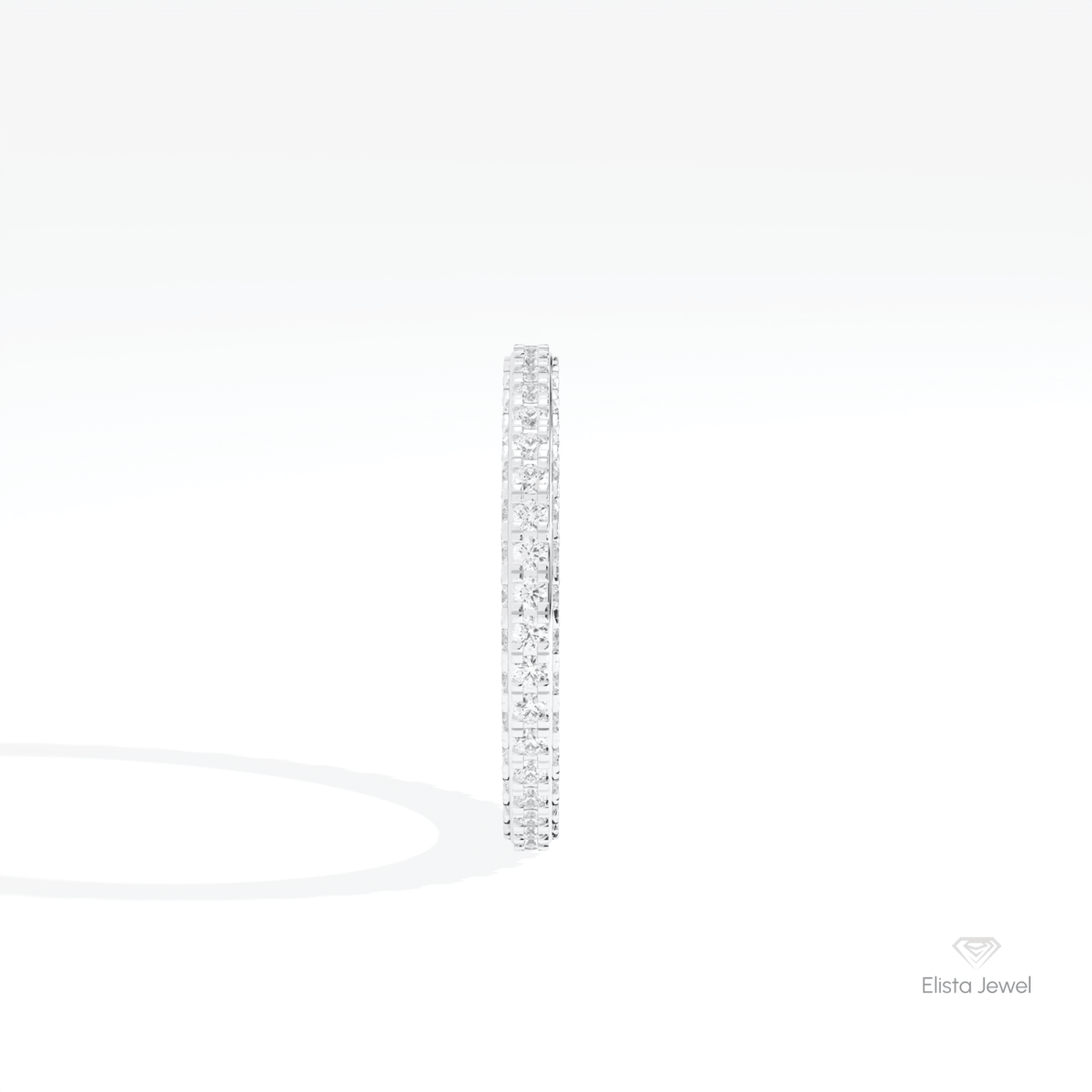 Round Cut Full Eternity Wedding Lab Grown Diamond Band in 18K Yellow Gold - Perspective View