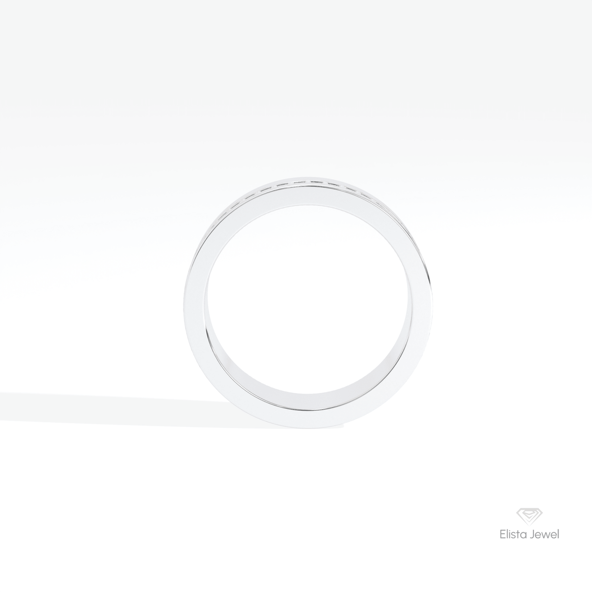 Round Cut Full Eternity Wedding Lab Grown Diamond Band in 18K White Gold - Close-up View