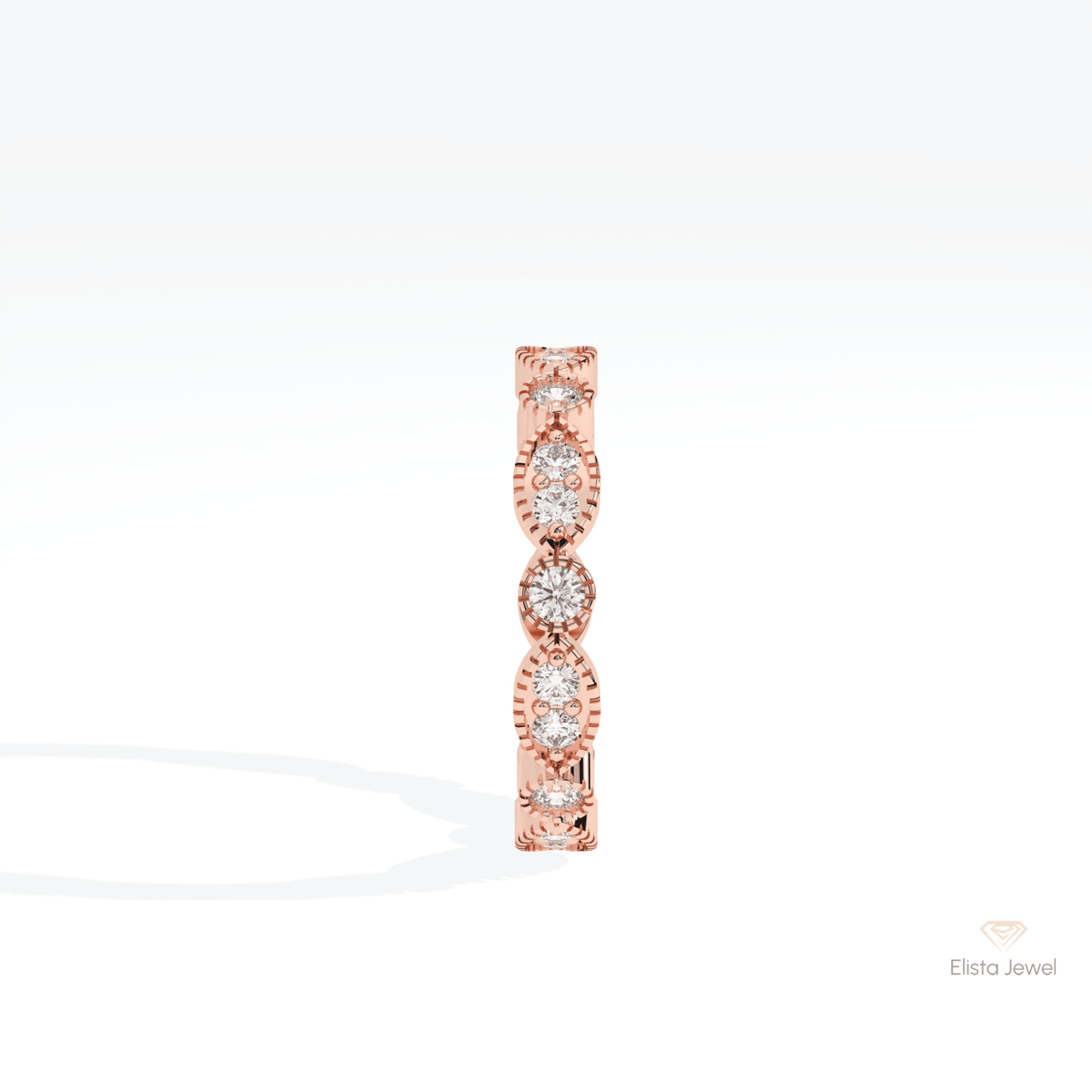 Round Cut Full Eternity Wedding Lab Grown Diamond Band in 14K White Gold - Top View