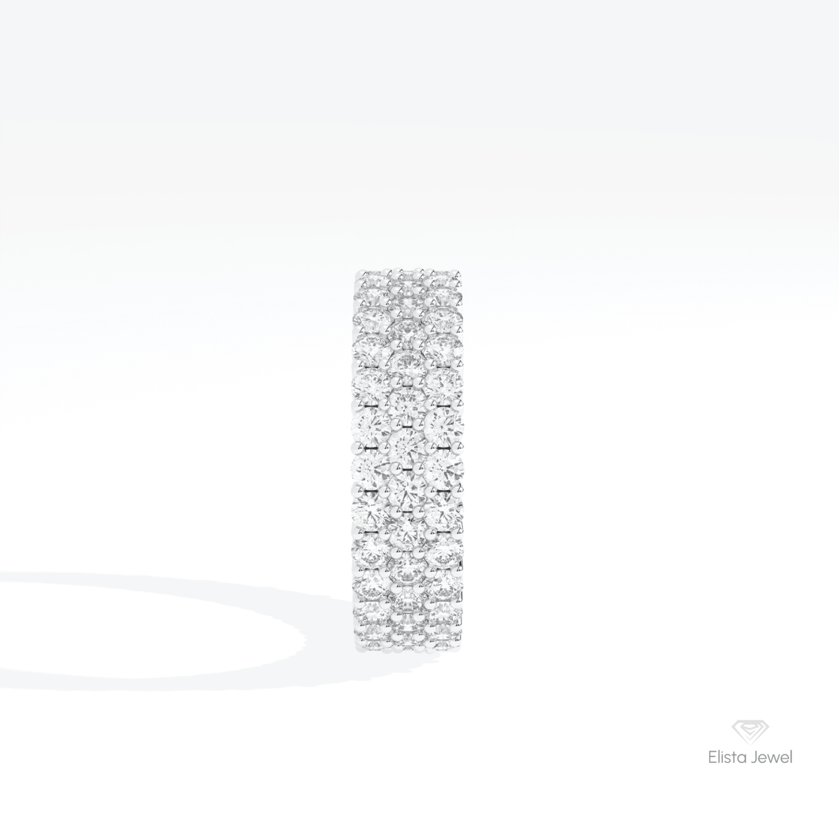 Round Cut Full Eternity Wedding Lab Grown Diamond Band in 18K Yellow Gold - Perspective View