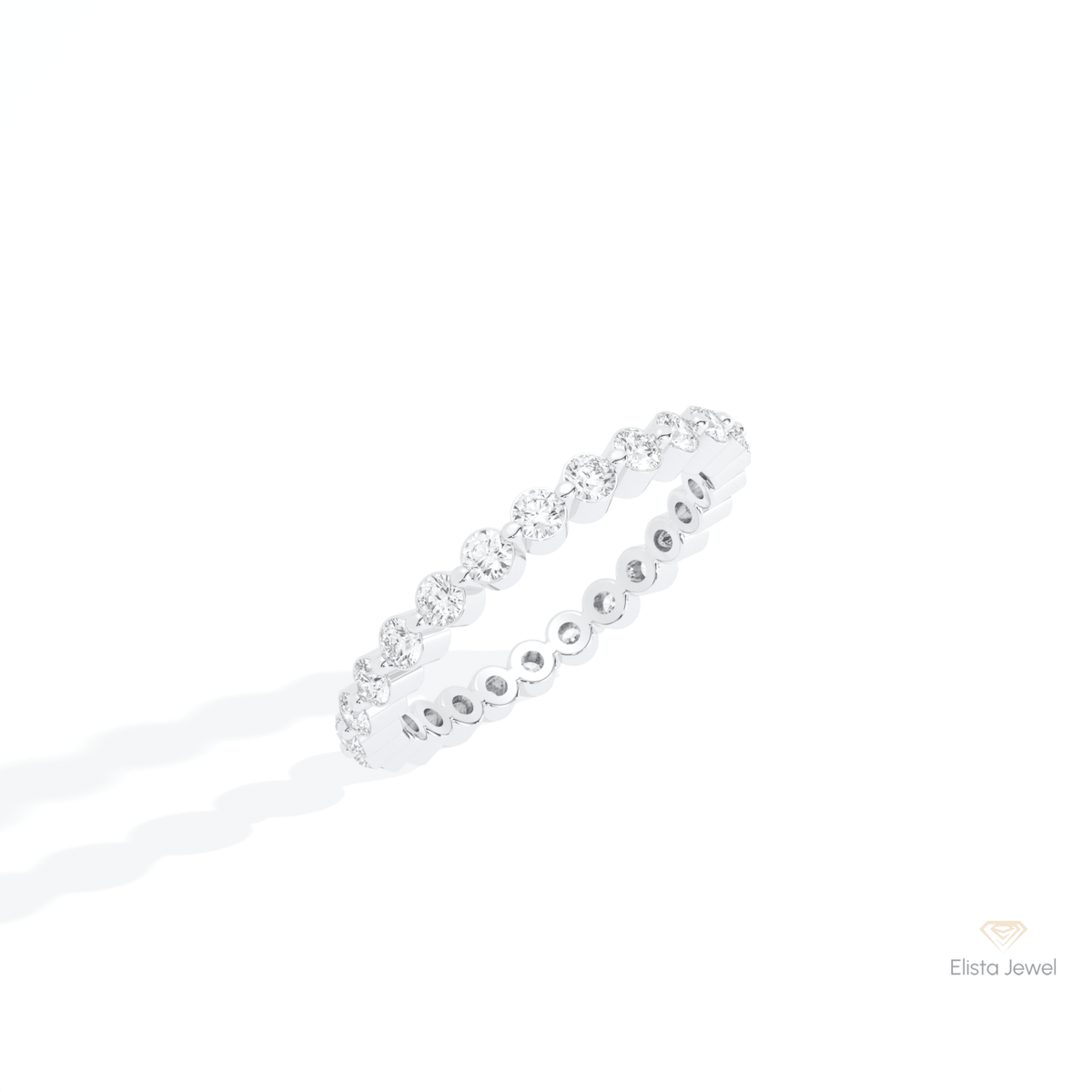 Round Cut Full Eternity Wedding Lab Grown Diamond Band in 14K Rose Gold - Profile View