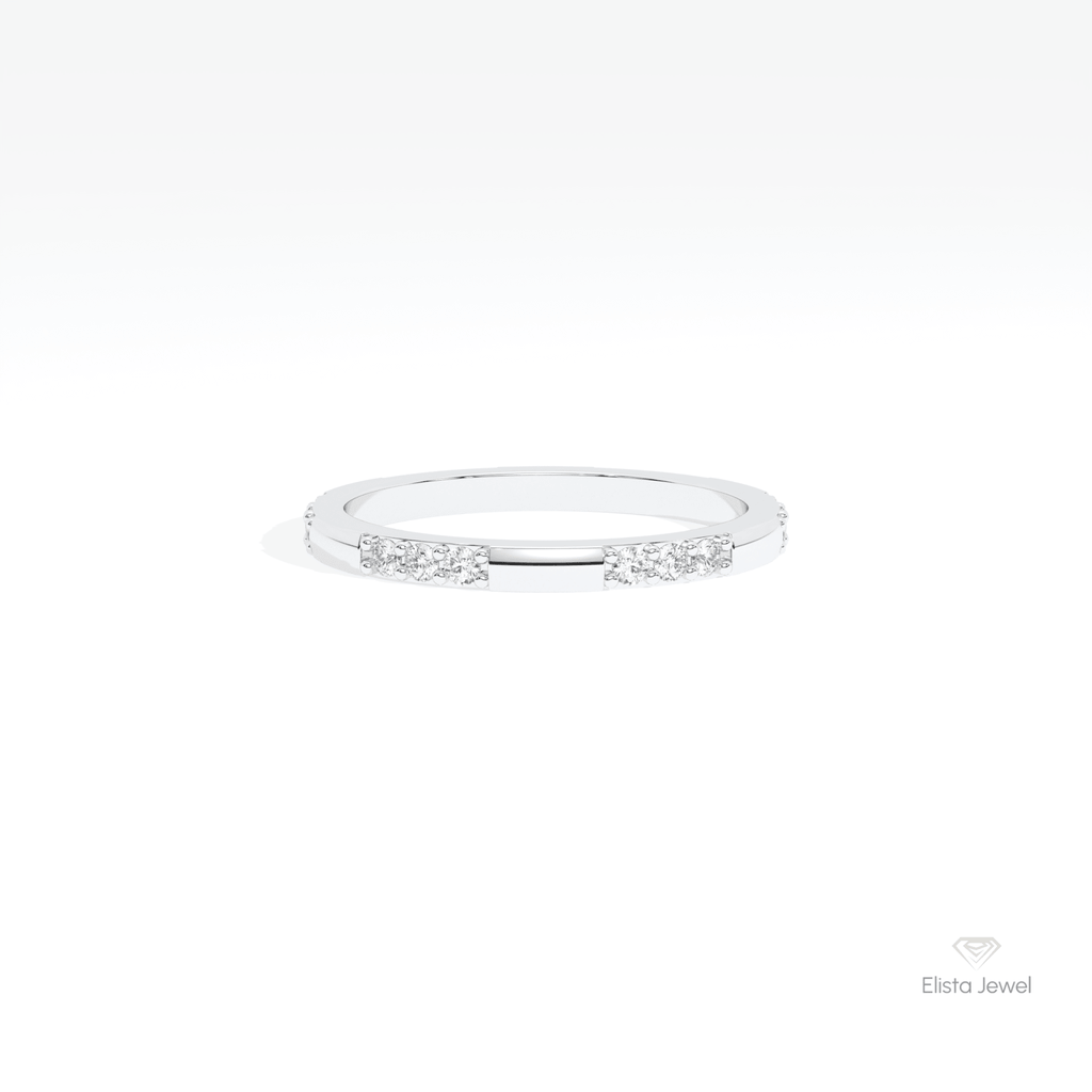 Round Cut Full Eternity Wedding Lab Grown Diamond Band in 10K White Gold - Front View