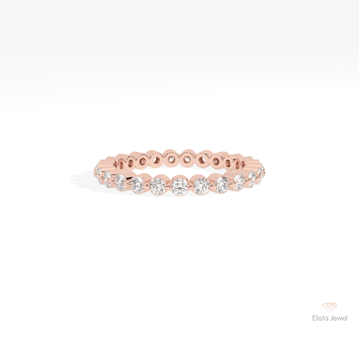 Round Cut Full Eternity Wedding Lab Grown Diamond Band in 10K White Gold - Front View