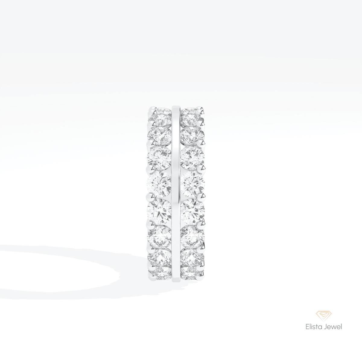 Round Cut Full Eternity Wedding Lab Grown Diamond Band in 18K Yellow Gold - Perspective View