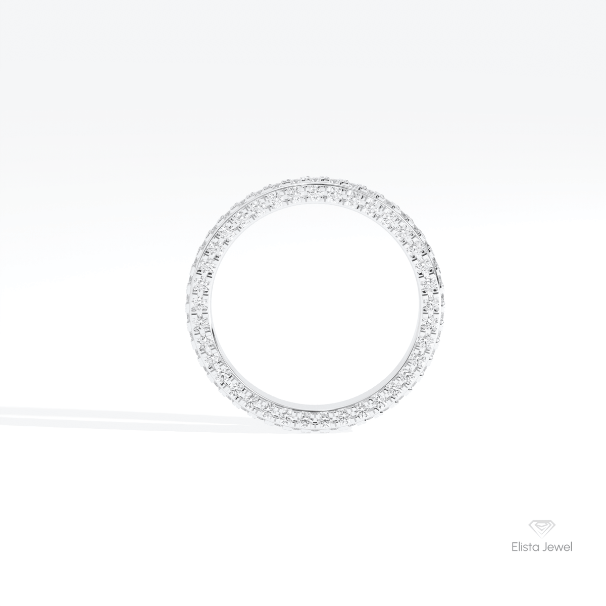 Round Cut Full Eternity Wedding Lab Grown Diamond Band in 18K White Gold - Close-up View