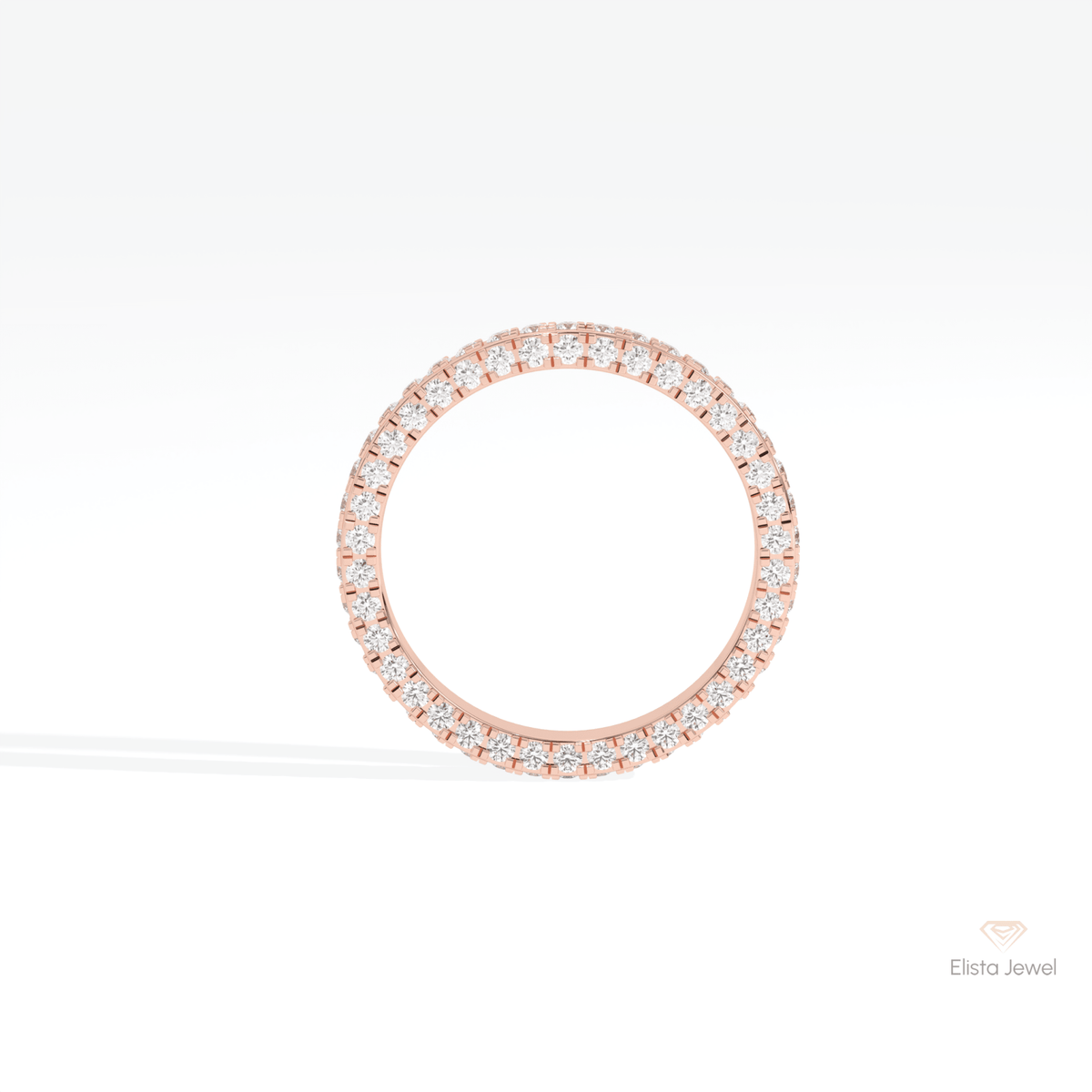 Round Cut Full Eternity Wedding Lab Grown Diamond Band in 10K Yellow Gold - Side View