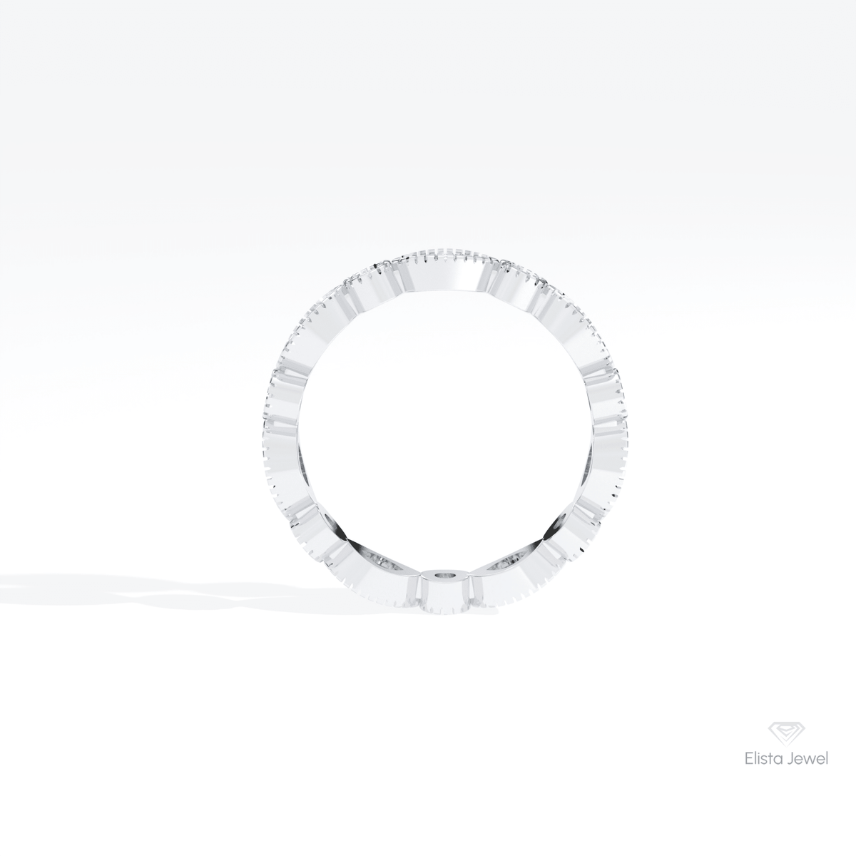 Round Cut Full Eternity Wedding Lab Grown Diamond Band in 18K White Gold - Close-up View