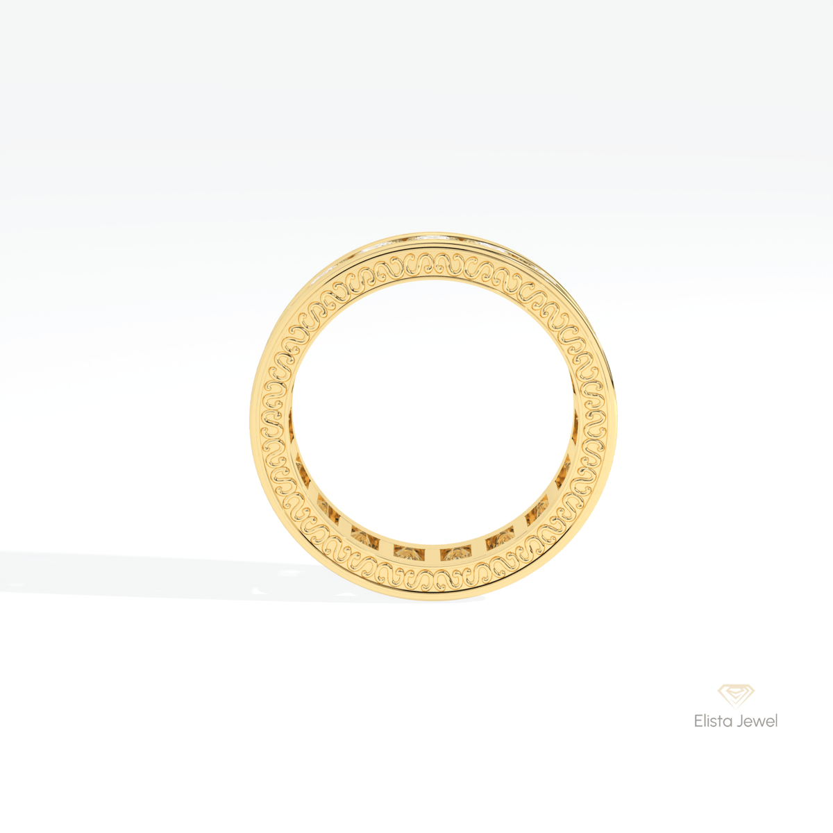 Round Cut Full Eternity Wedding Lab Grown Diamond Band in 18K White Gold - Close-up View