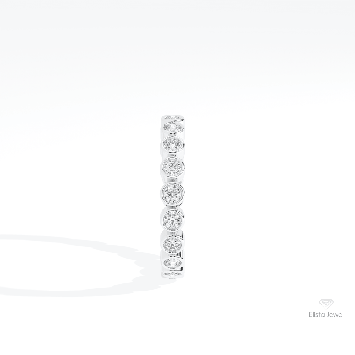 Round Cut Full Eternity Wedding Lab Grown Diamond Band in 10K Rose Gold - Angled View