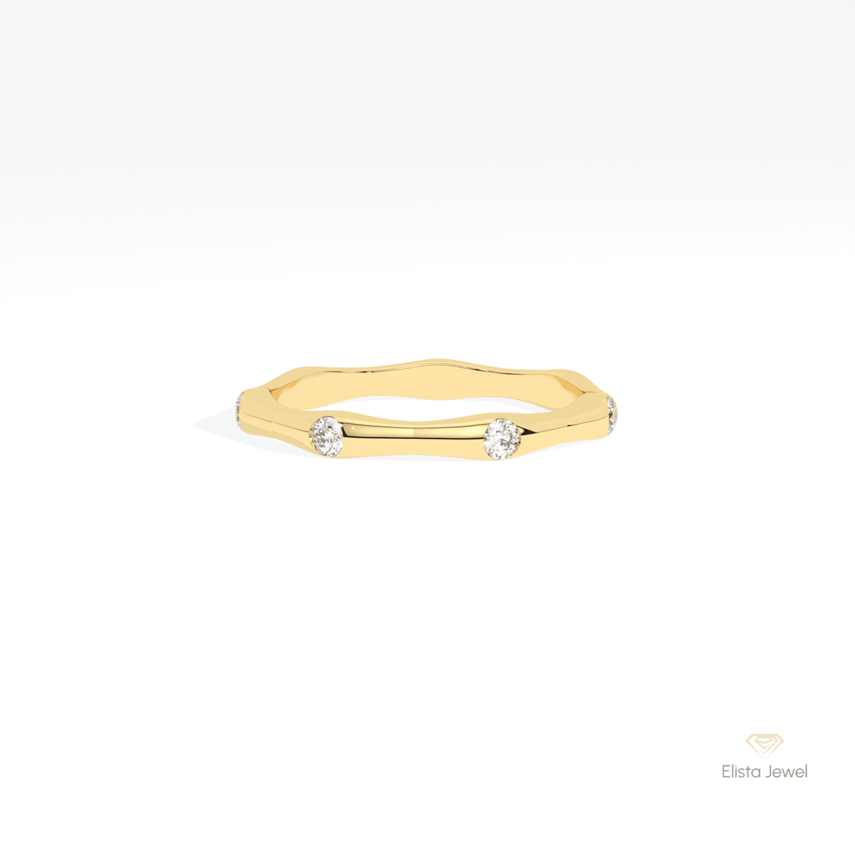 Round Cut Full Eternity Wedding Lab Grown Diamond Band in 18K Rose Gold - Ring on Hand View