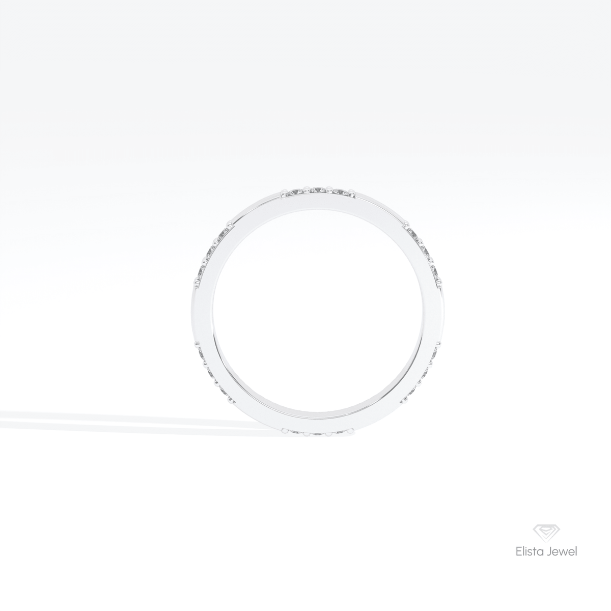 Round Cut Full Eternity Wedding Lab Grown Diamond Band in 10K Rose Gold - Angled View
