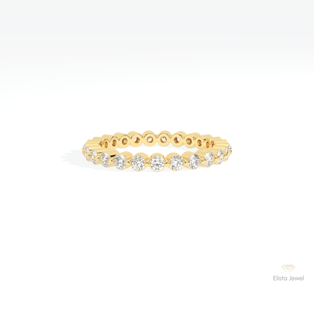 Round Cut Full Eternity Wedding Lab Grown Diamond Band in 18K Rose Gold - Ring on Hand View