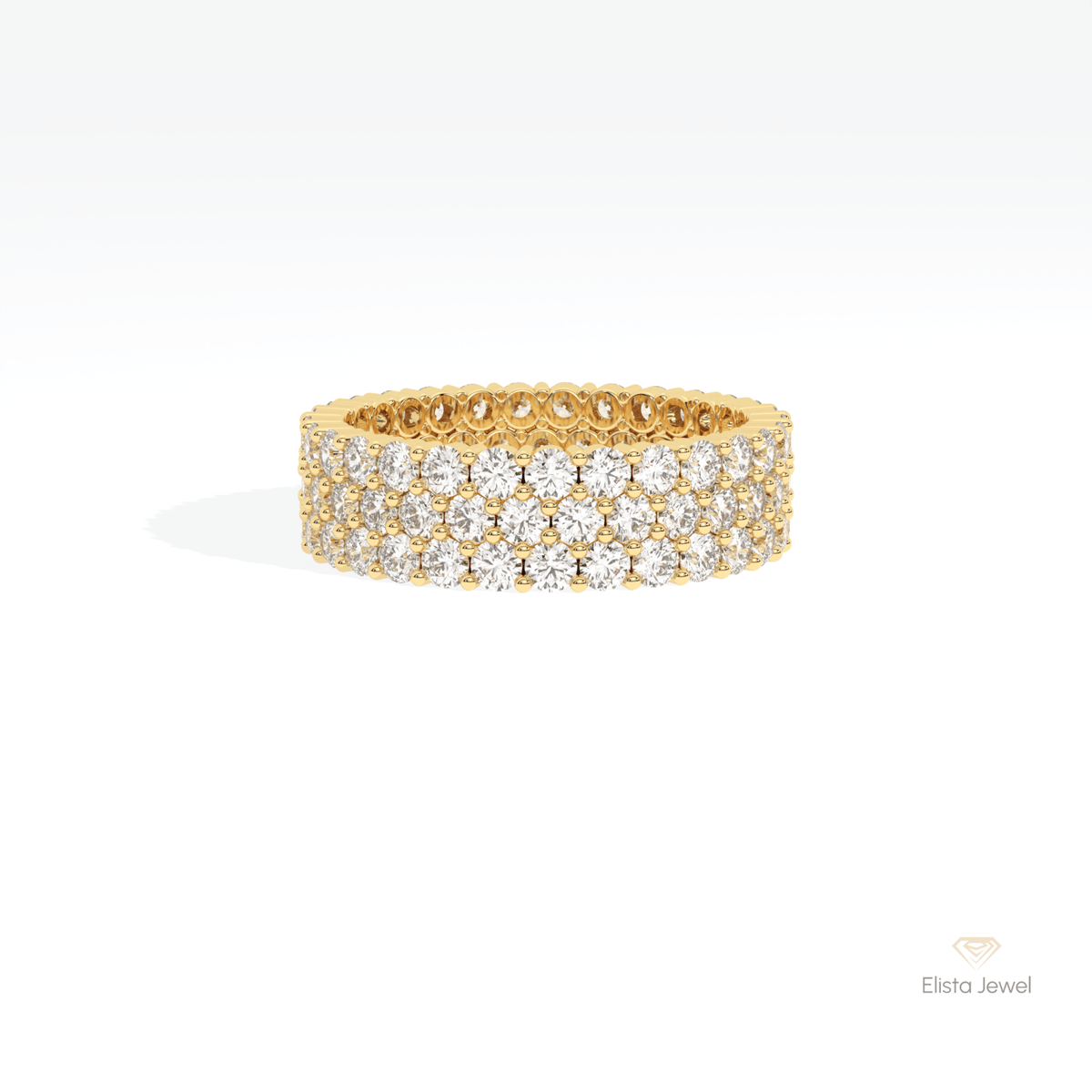 Round Cut Full Eternity Wedding Lab Grown Diamond Band in 10K White Gold - Front View