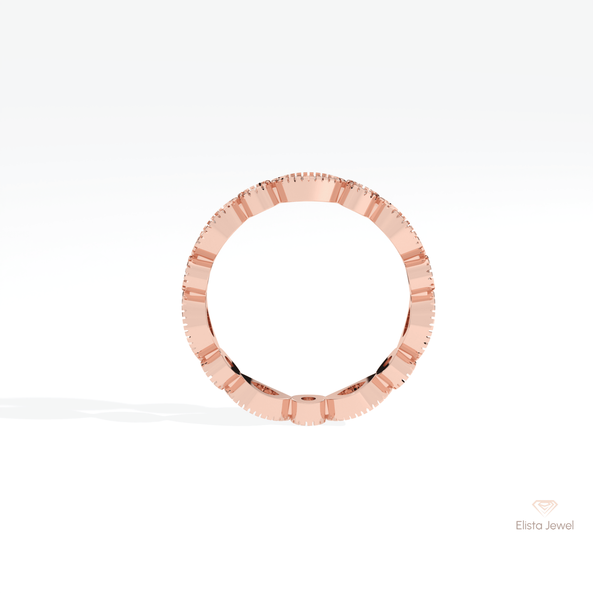 Round Cut Full Eternity Wedding Lab Grown Diamond Band in 10K Rose Gold - Angled View
