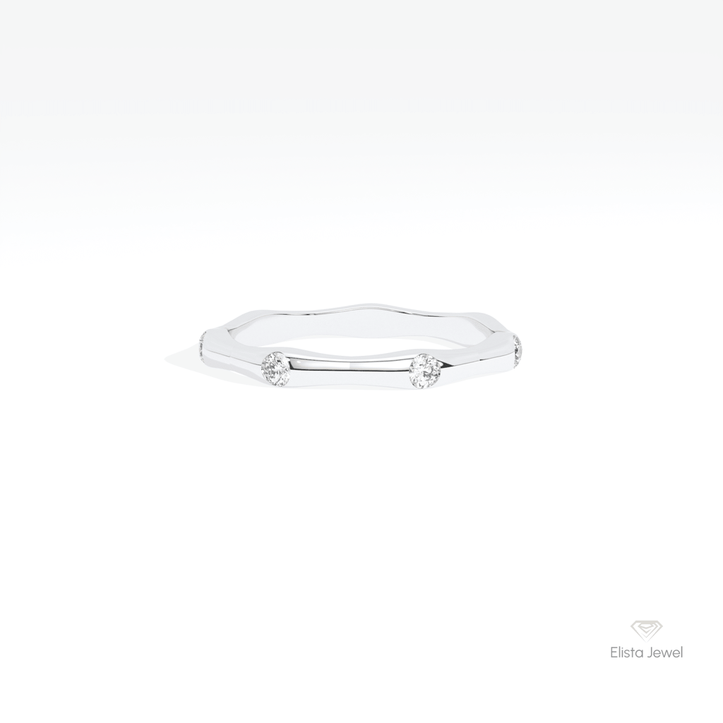 Round Cut Full Eternity Wedding Lab Grown Diamond Band in 14K Yellow Gold - Detail View