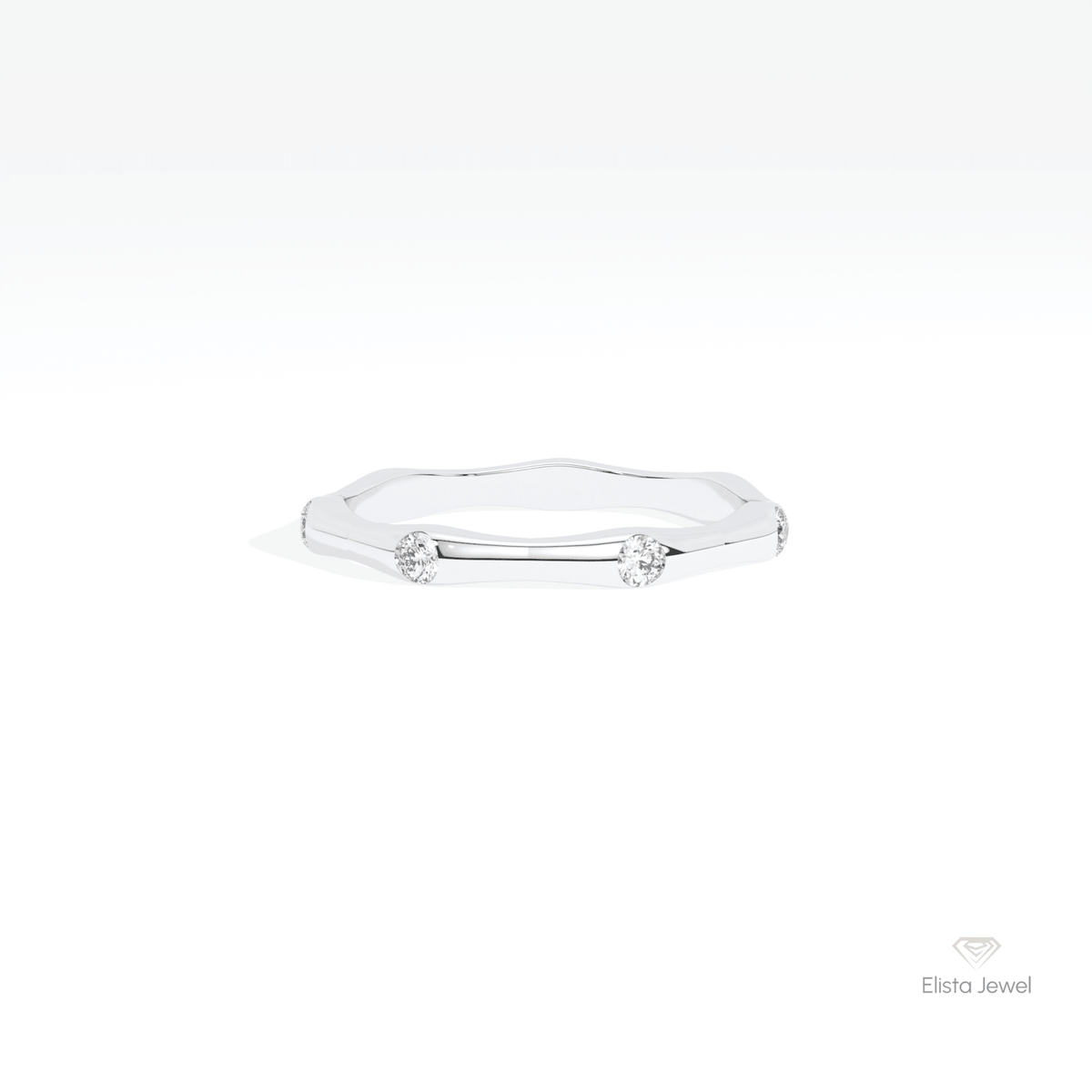 Round Cut Full Eternity Wedding Lab Grown Diamond Band in 14K Yellow Gold - Detail View