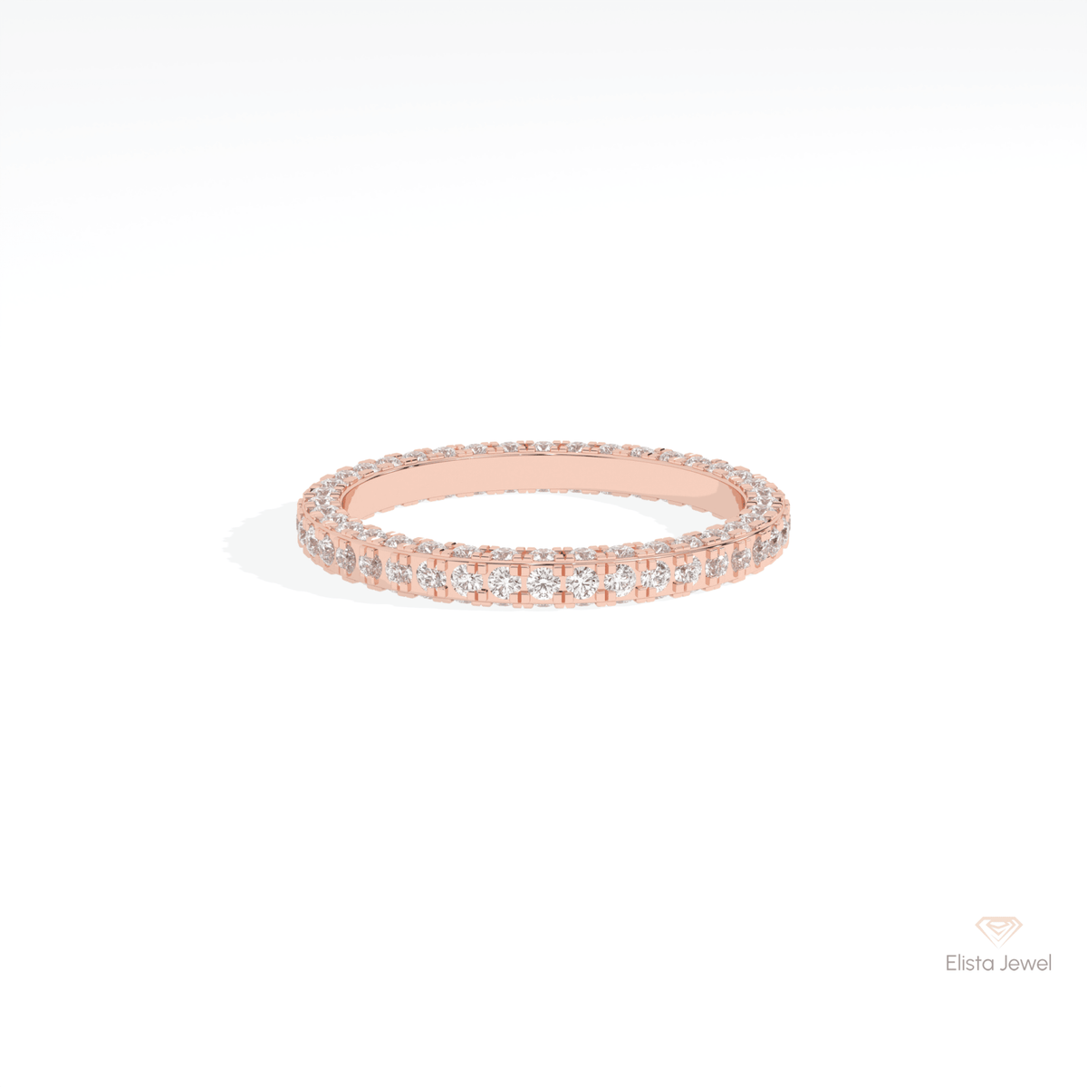 Round Cut Full Eternity Wedding Lab Grown Diamond Band in 10K White Gold - Front View