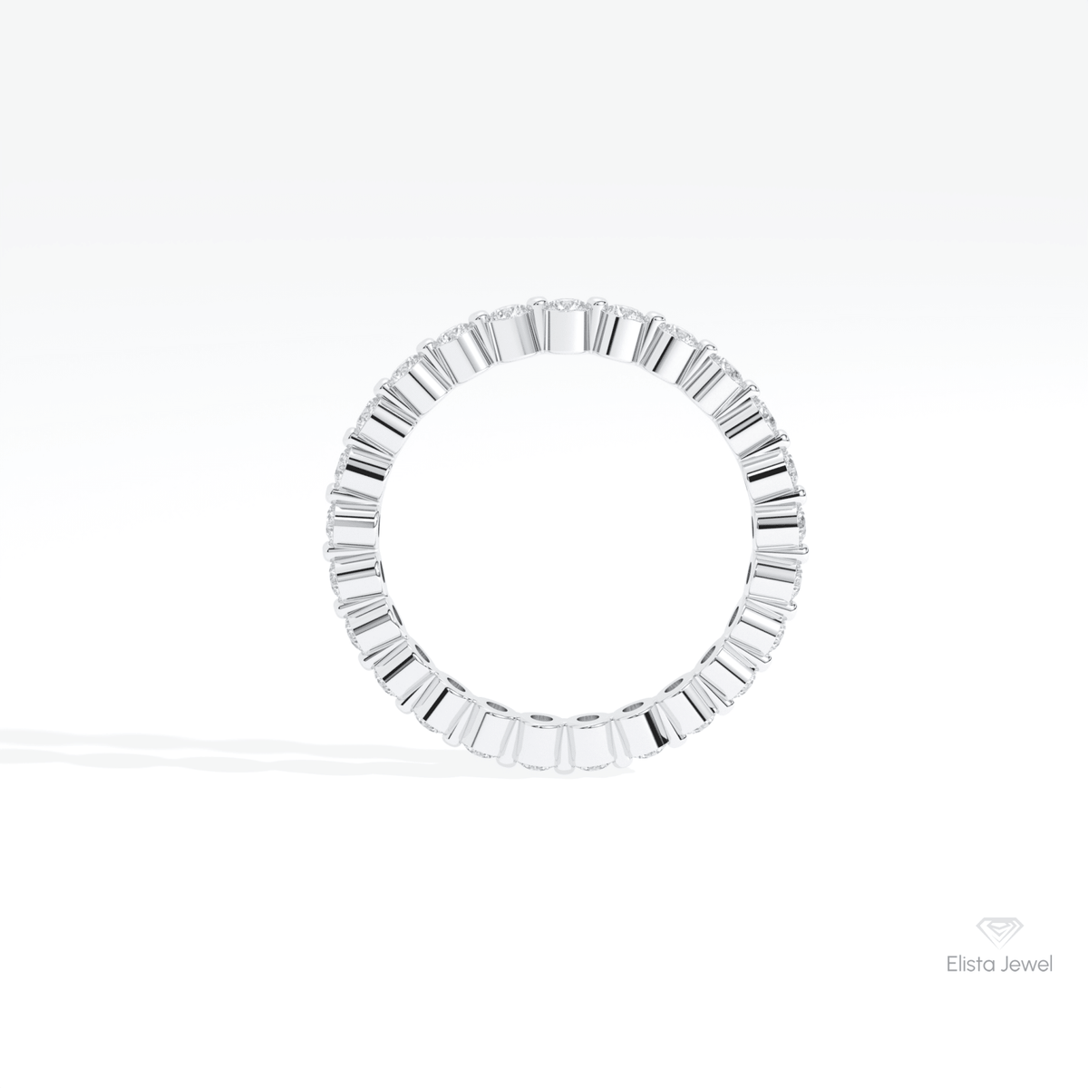 Round Cut Full Eternity Wedding Lab Grown Diamond Band in 18K White Gold - Close-up View