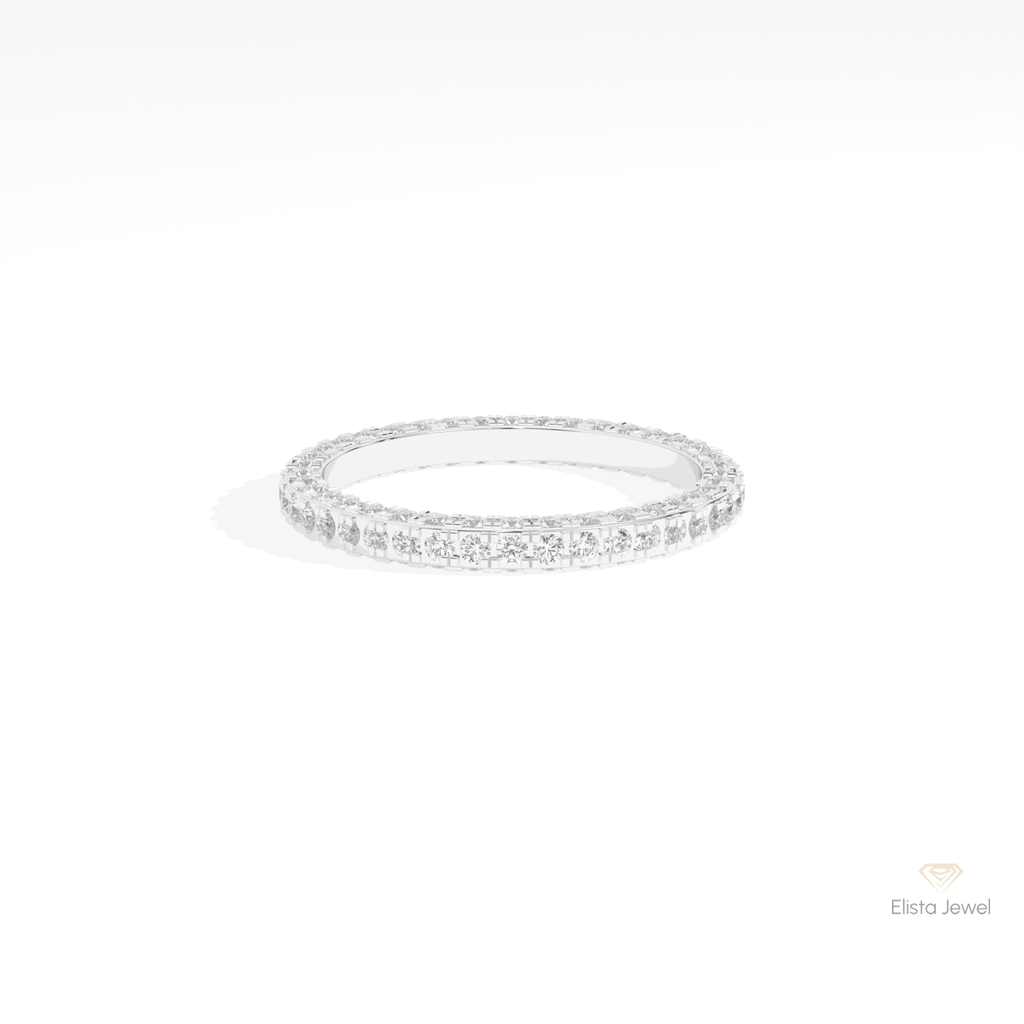 Round Cut Full Eternity Wedding Lab Grown Diamond Band in 14K Yellow Gold - Detail View