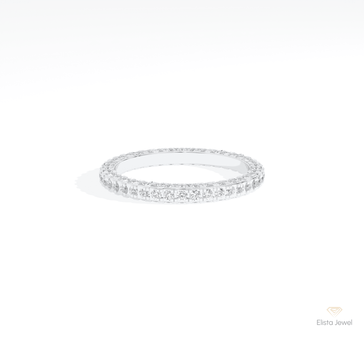 Round Cut Full Eternity Wedding Lab Grown Diamond Band in 14K Yellow Gold - Detail View