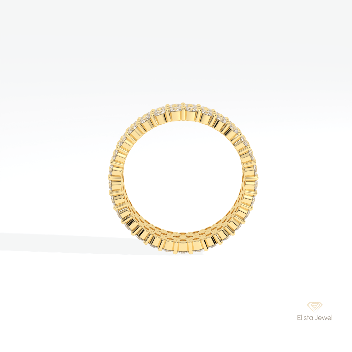 Round Cut Full Eternity Wedding Lab Grown Diamond Band in 10K Rose Gold - Angled View