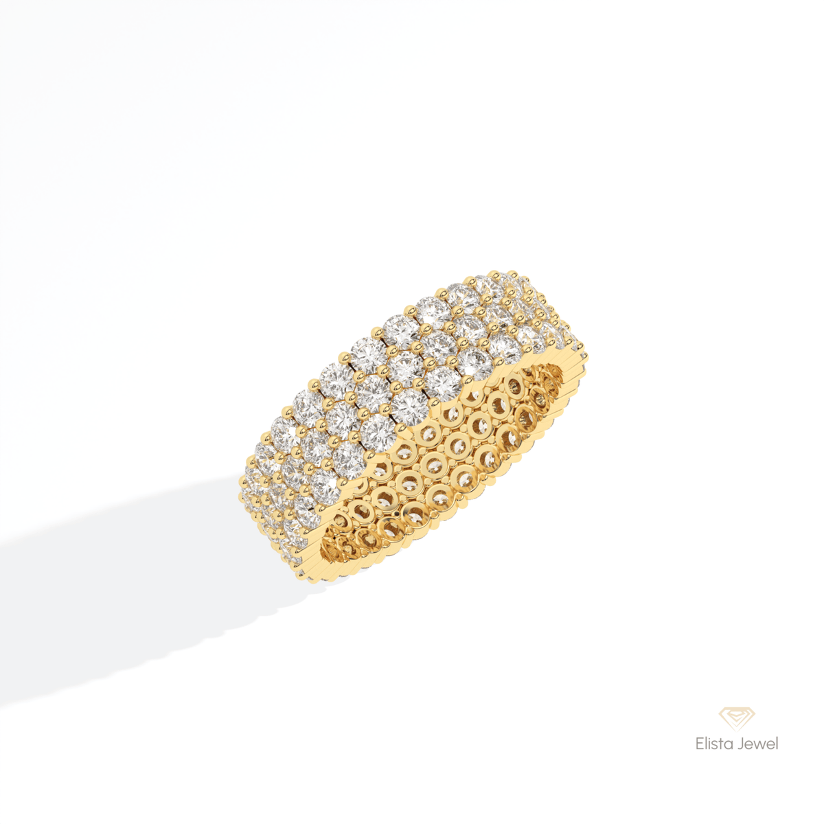 Round Cut Full Eternity Wedding Lab Grown Diamond Band in 10K Yellow Gold - Side View