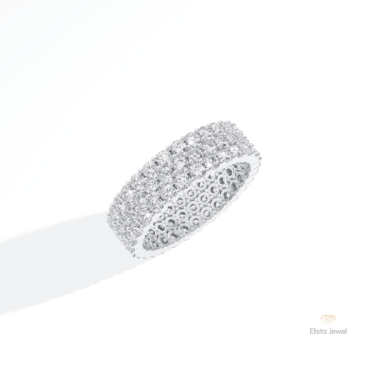 Round Cut Full Eternity Wedding Lab Grown Diamond Band in 14K Rose Gold - Profile View