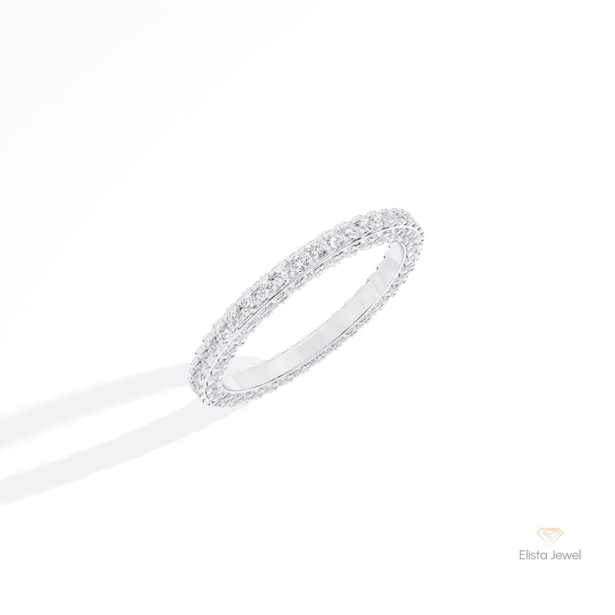 Round Cut Full Eternity Wedding Lab Grown Diamond Band in 14K Rose Gold - Profile View