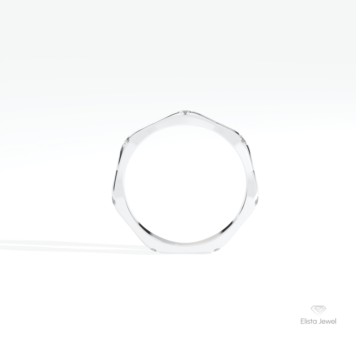 Round Cut Full Eternity Wedding Lab Grown Diamond Band in 18K White Gold - Close-up View