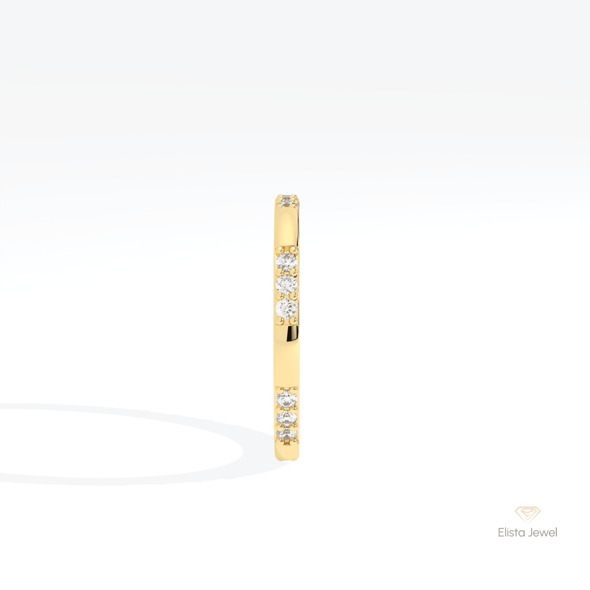 Round Cut Full Eternity Wedding Lab Grown Diamond Band in 18K Yellow Gold - Perspective View