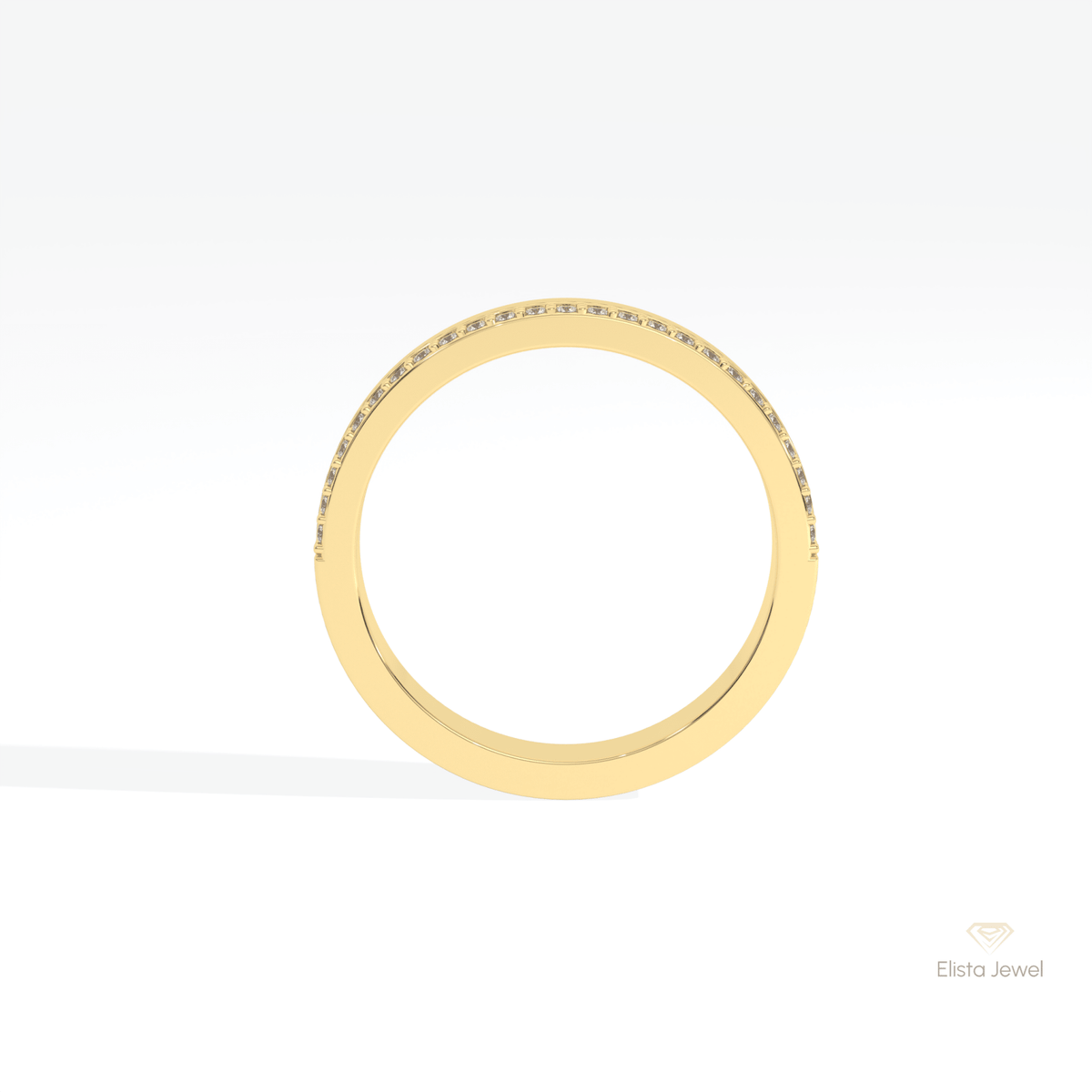 Round Cut Half Eternity Lab Grown Diamond Band in 10K Rose Gold - Angled View