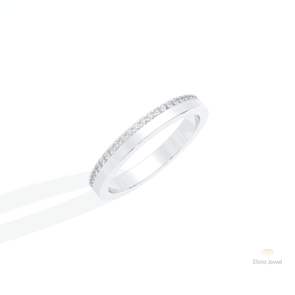 Round Cut Half Eternity Lab Grown Diamond Band in 14K Rose Gold - Profile View