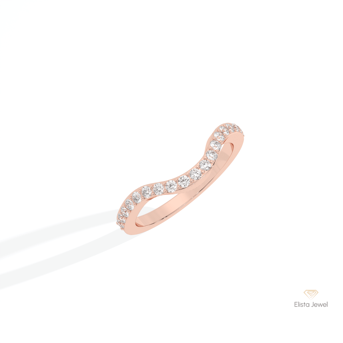 Round Cut Half Eternity Curve Lab Grown Diamond Band in 10K Yellow Gold - Side View