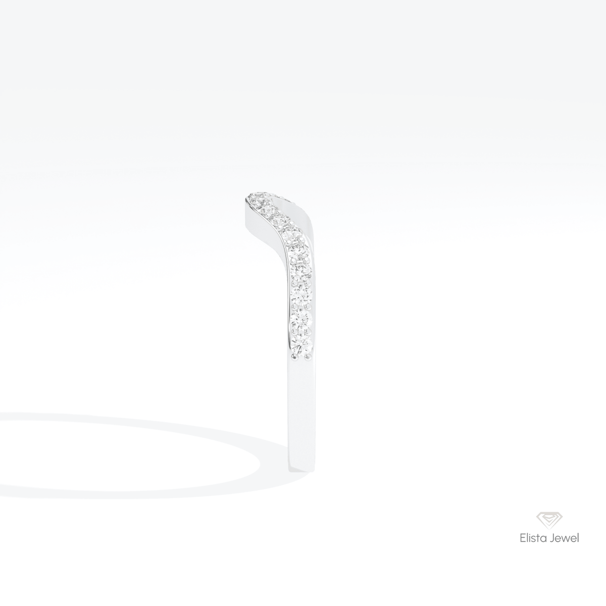 Round Cut Half Eternity Curve Lab Grown Diamond Band in 18K Yellow Gold - Perspective View
