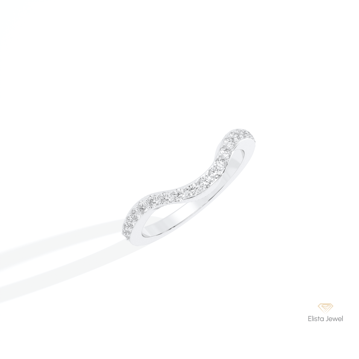 Round Cut Half Eternity Curve Lab Grown Diamond Band in 14K Rose Gold - Profile View