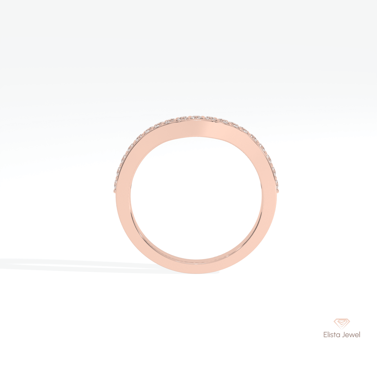 Round Cut Half Eternity Curve Lab Grown Diamond Band in 10K Rose Gold - Angled View