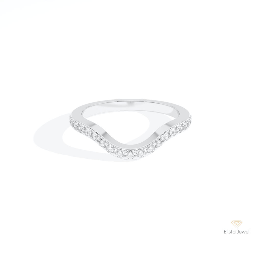 Round Cut Half Eternity Curve Lab Grown Diamond Band in 14K Yellow Gold - Detail View