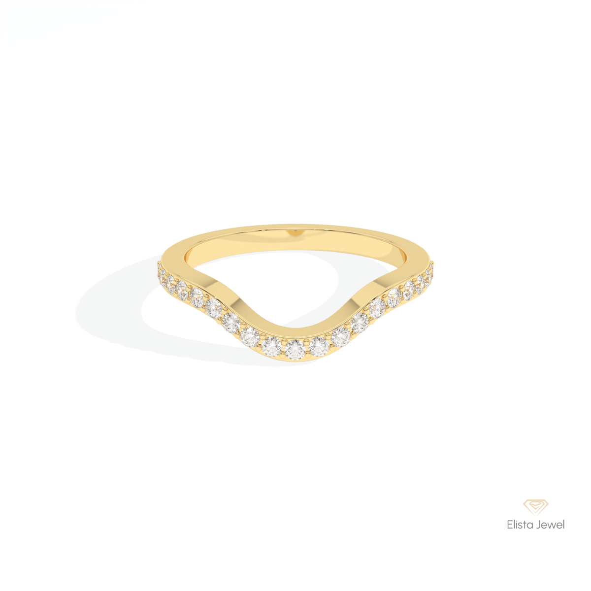 Round Cut Half Eternity Curve Lab Grown Diamond Band in 18K Rose Gold - Ring on Hand View