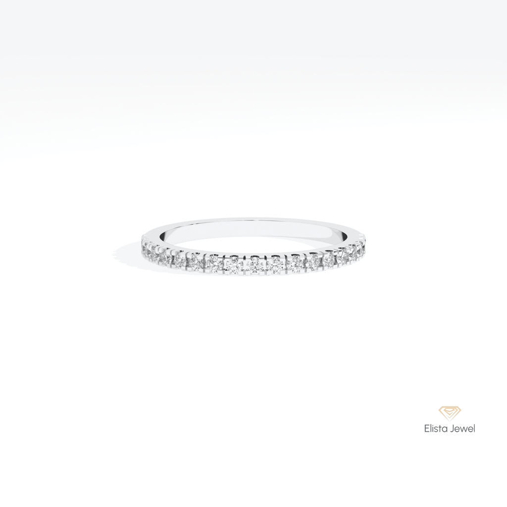 Round Cut Half Eternity Matching Lab Grown Diamond Band in 14K Rose Gold - Profile View