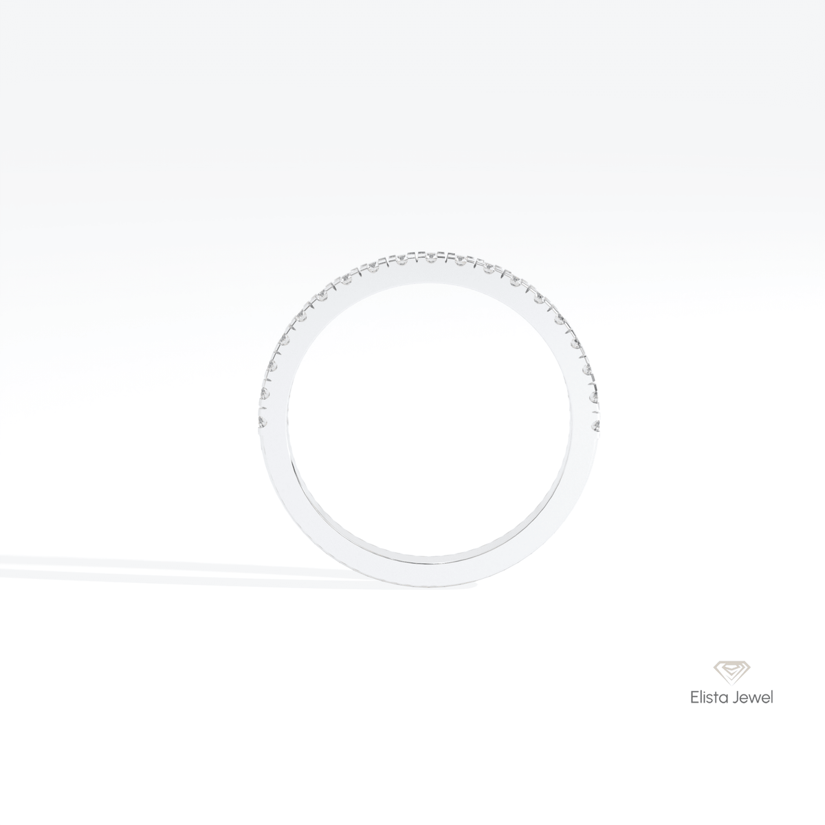Round Cut Half Eternity Matching Lab Grown Diamond Band in 18K Yellow Gold - Perspective View