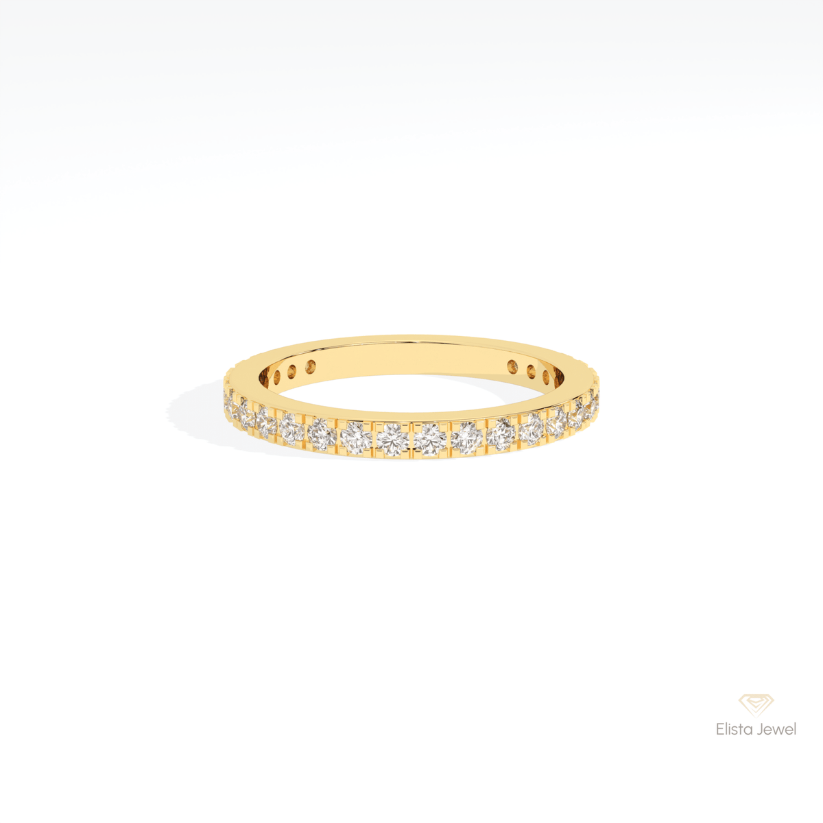 Round Cut Half Eternity Stacking Lab Grown Diamond Band in 10K White Gold - Front View