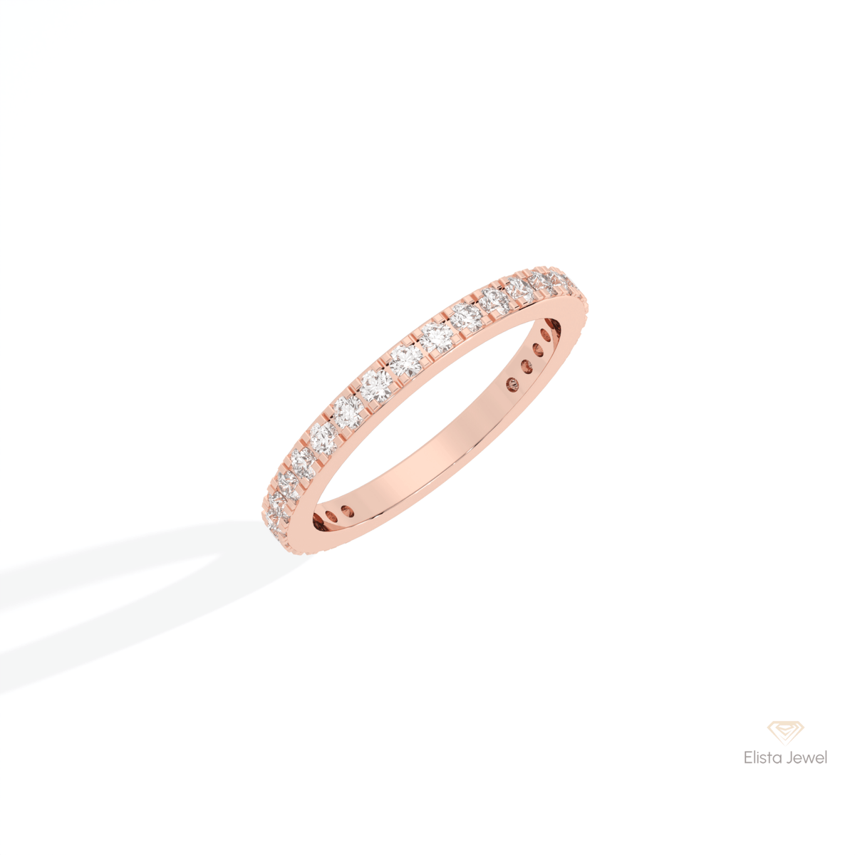 Round Cut Half Eternity Stacking Lab Grown Diamond Band in Platinum - Lifestyle View