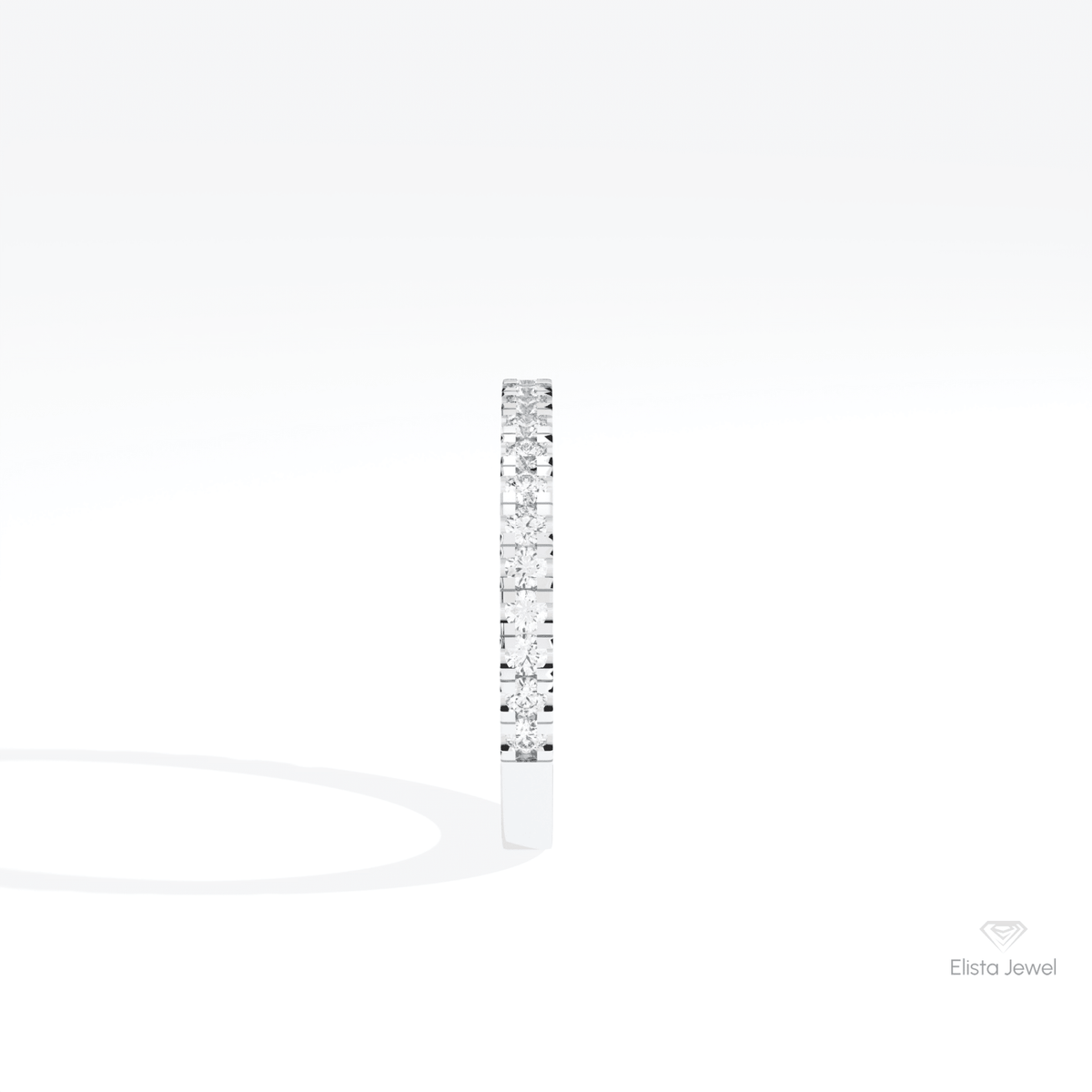 Round Cut Half Eternity Wedding Lab Grown Diamond Band in 18K Yellow Gold - Perspective View
