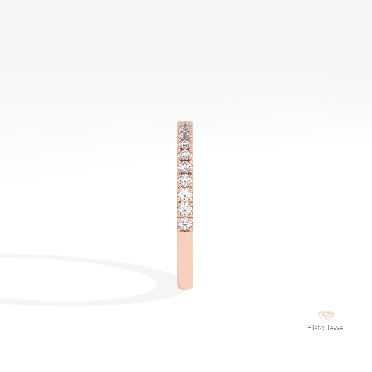 Round Cut Half Eternity Wedding Lab Grown Diamond Band in 18K Yellow Gold - Perspective View