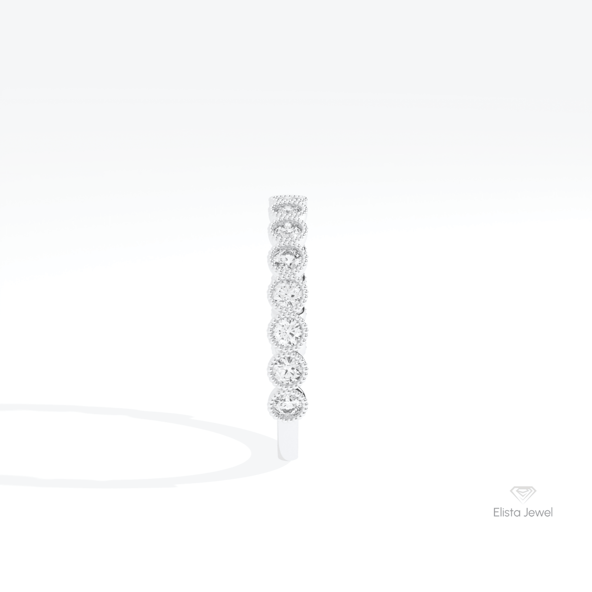 Round Cut Half Eternity Wedding Lab Grown Diamond Band in 18K Yellow Gold - Perspective View