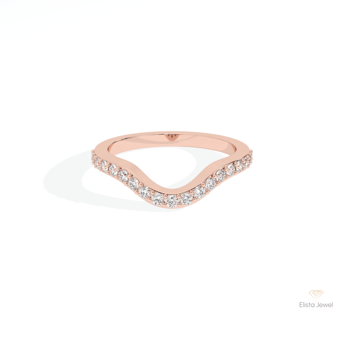 Round Cut Half Eternity Wedding Lab Grown Diamond Band in 10K White Gold - Front View