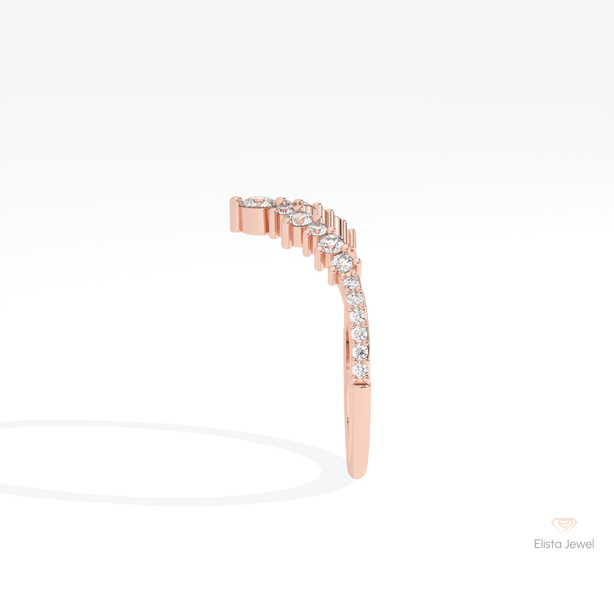 Round Cut Half Eternity Wedding Lab Grown Diamond Band in 18K Yellow Gold - Perspective View